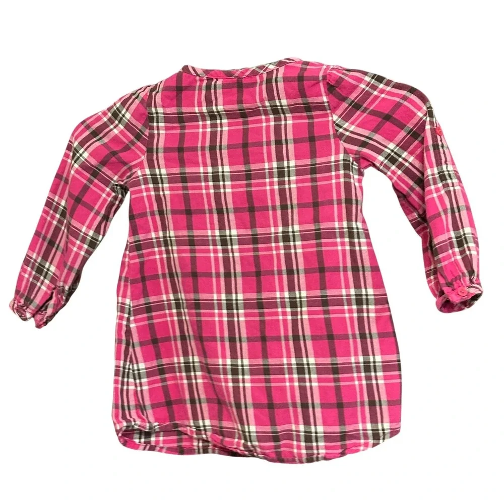OshKosh B'gosh Toddler Girls Pink Plaid Button Front Long Sleeve Dress Sz 3T‎